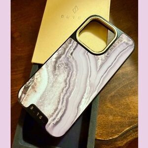 BURGA Elite Golden Taupe IPhone 15 Pro Case Pre Owned Purple Stone